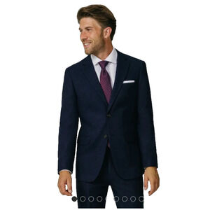 Dobell Navy Donegal Tweed Jacket Blazer Coat 54R Regular Fit 2-Button New w/Tags